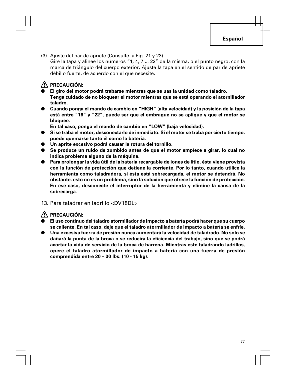 Hitachi Koki USA DS 18DL User Manual | Page 77 / 88