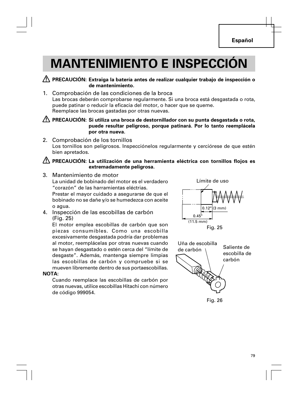 Mantenimiento e inspección | Hitachi Koki USA DS 18DL User Manual | Page 79 / 88