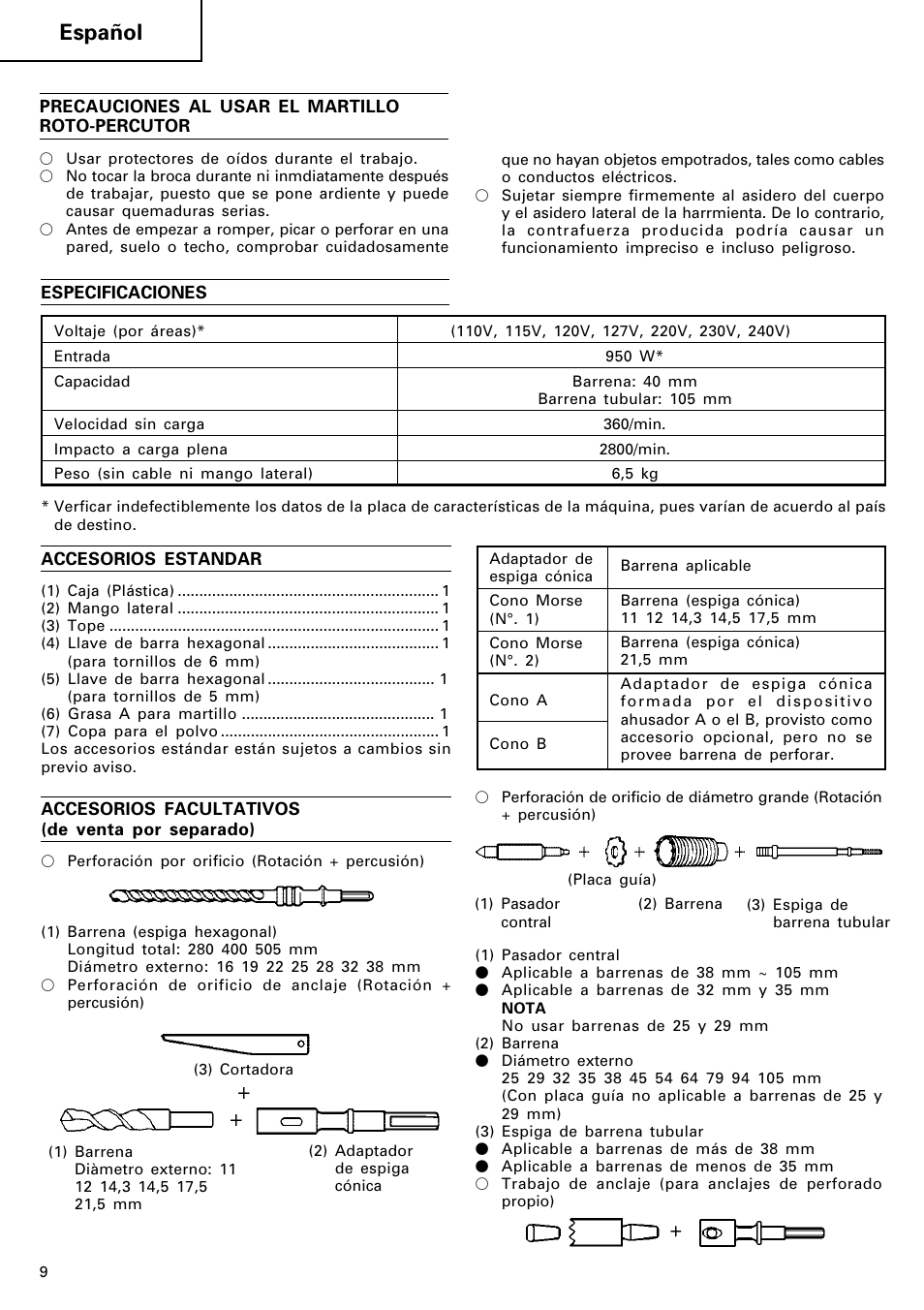 Español | Hitachi Koki USA DH 40SA User Manual | Page 10 / 22