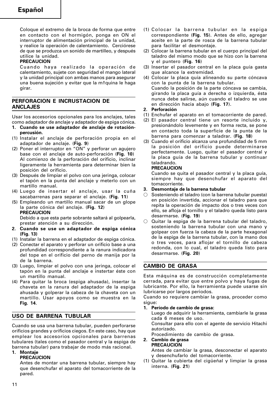 Español | Hitachi Koki USA DH 40SA User Manual | Page 12 / 22