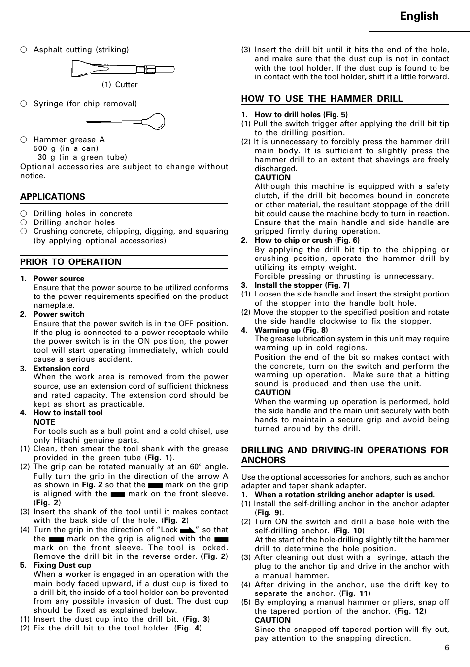 English | Hitachi Koki USA DH 40SA User Manual | Page 7 / 22