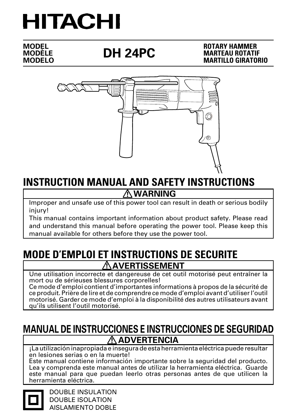 Hitachi Koki USA DH 24PC User Manual | 72 pages