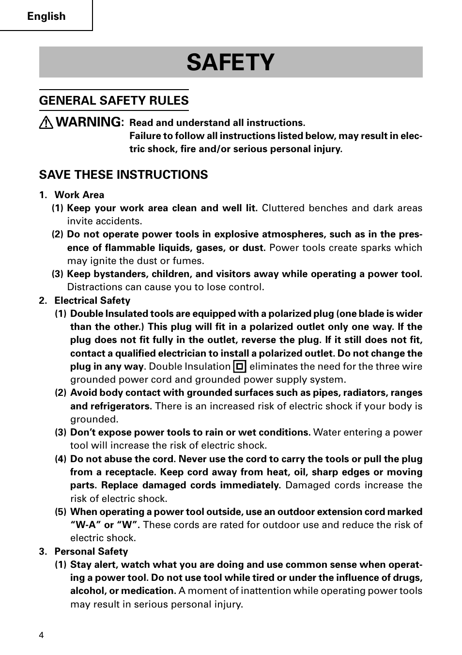 Safety, Warning | Hitachi Koki USA DH 24PC User Manual | Page 4 / 72