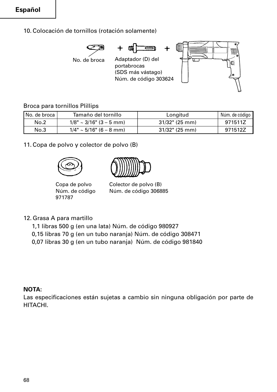 Hitachi Koki USA DH 24PC User Manual | Page 68 / 72