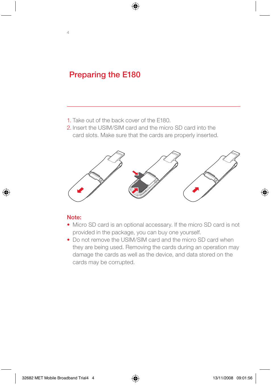 Preparing the e180 | Huawei E180 User Manual | Page 11 / 20