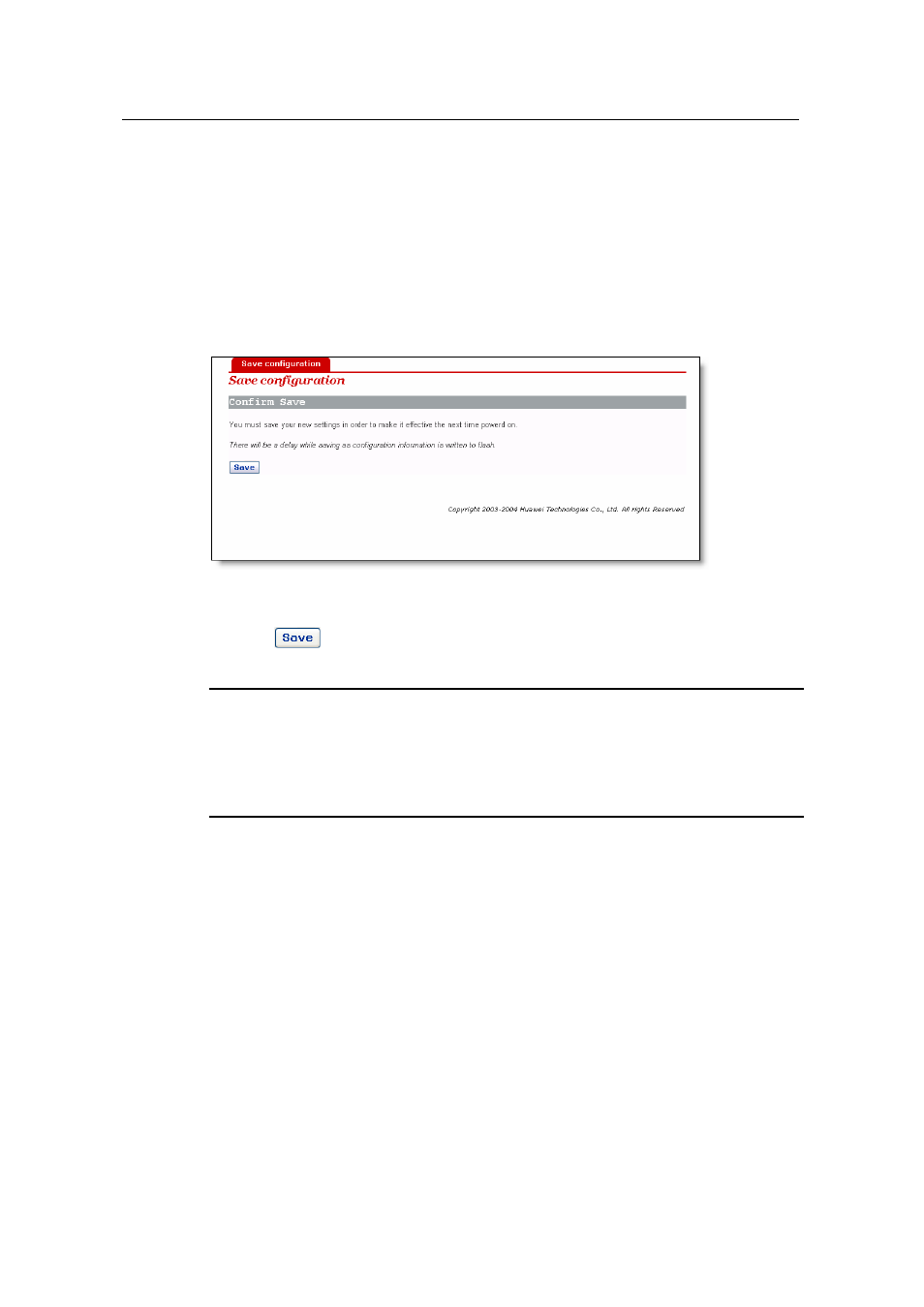 22 save configure | Huawei ADSL2+Broadband Router Aolynk DR814 User Manual | Page 50 / 77
