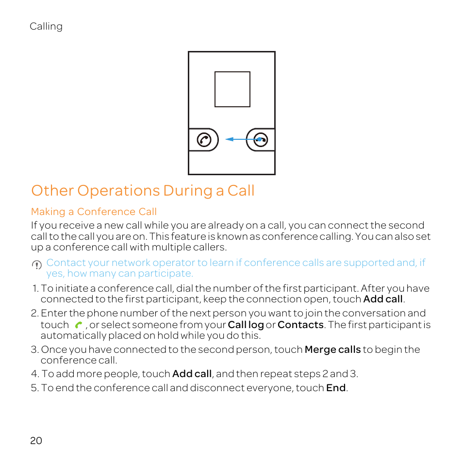Other operations during a call, Making a conference call | Huawei U8800-51 User Manual | Page 25 / 83