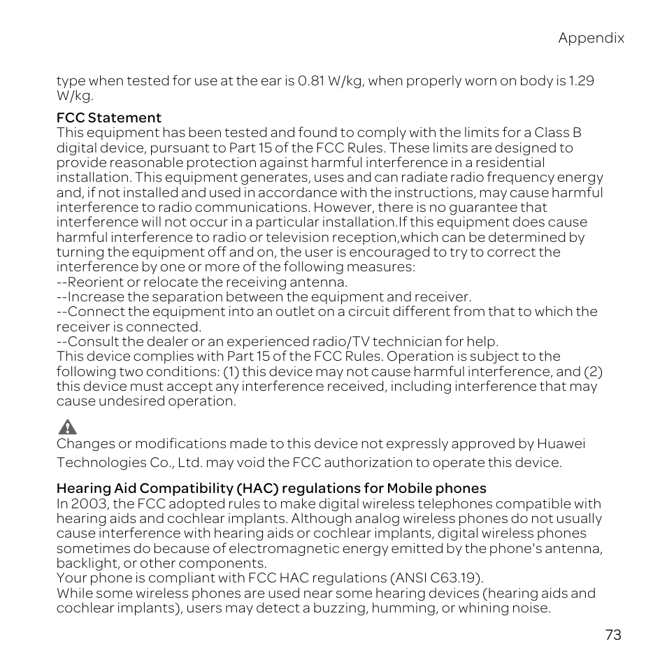 73 appendix | Huawei U8800-51 User Manual | Page 78 / 83