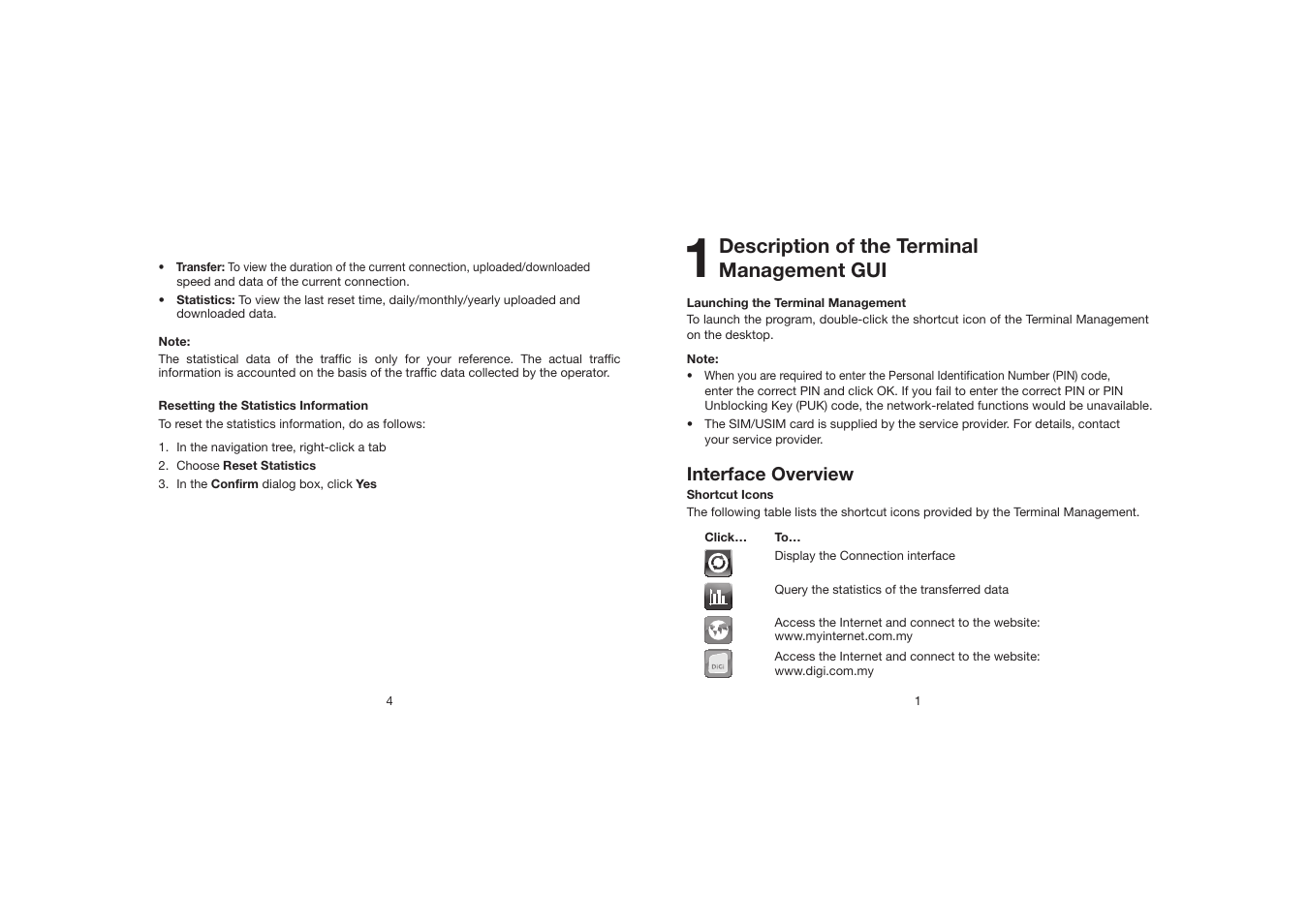 Description of the terminal management gui | Huawei DiGi Broadband HSDPA USB E219 User Manual | Page 19 / 20