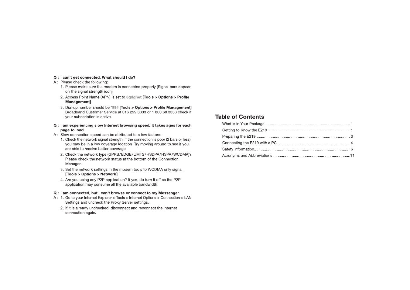 Huawei DiGi Broadband HSDPA USB E219 User Manual | Page 4 / 20