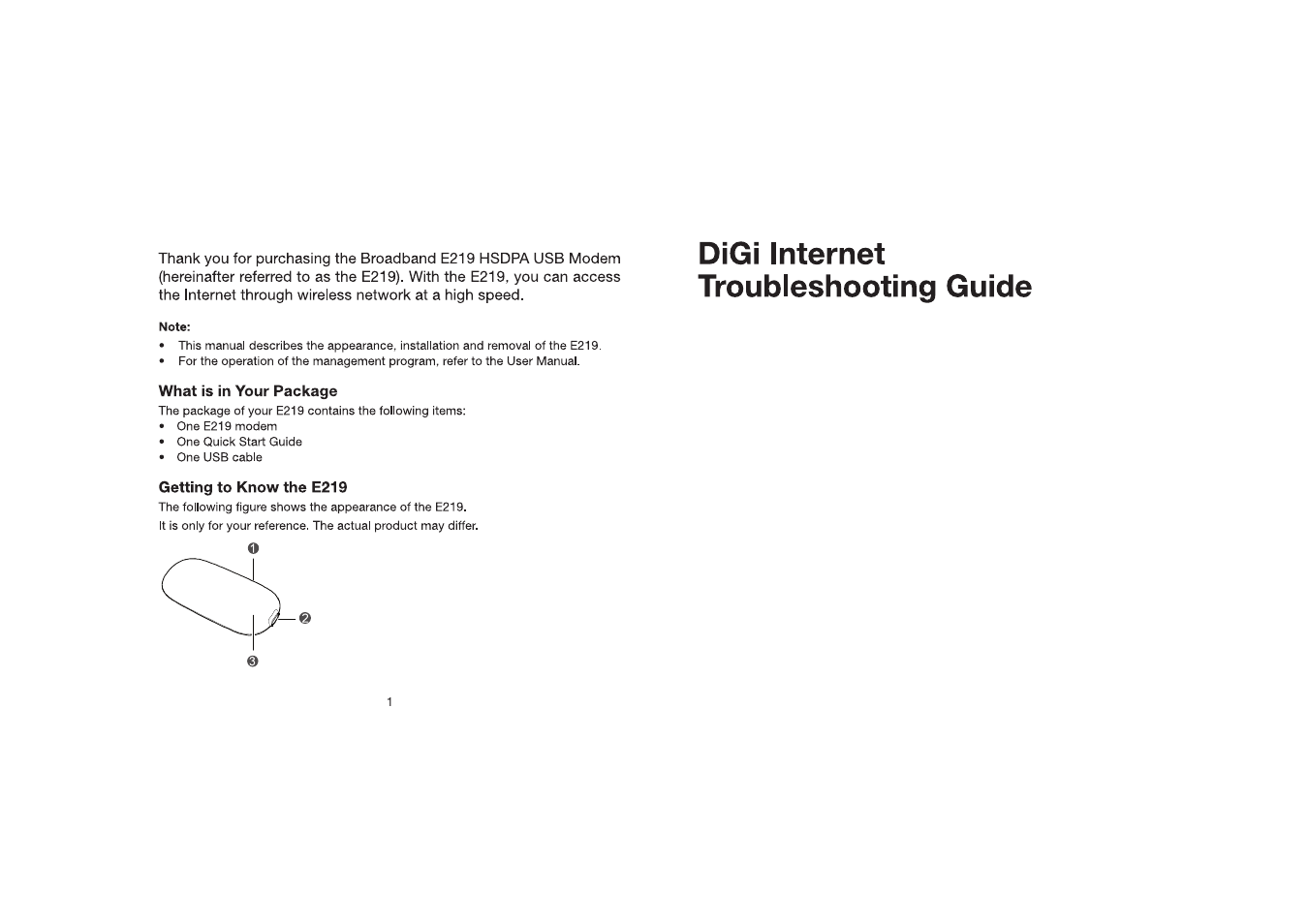 Huawei DiGi Broadband HSDPA USB E219 User Manual | Page 5 / 20