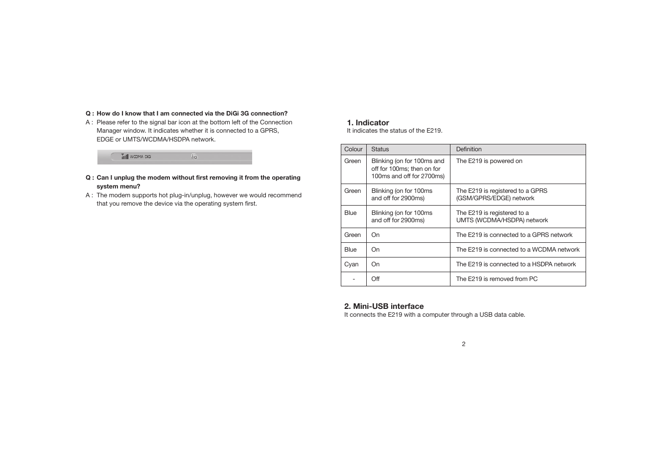 Huawei DiGi Broadband HSDPA USB E219 User Manual | Page 6 / 20