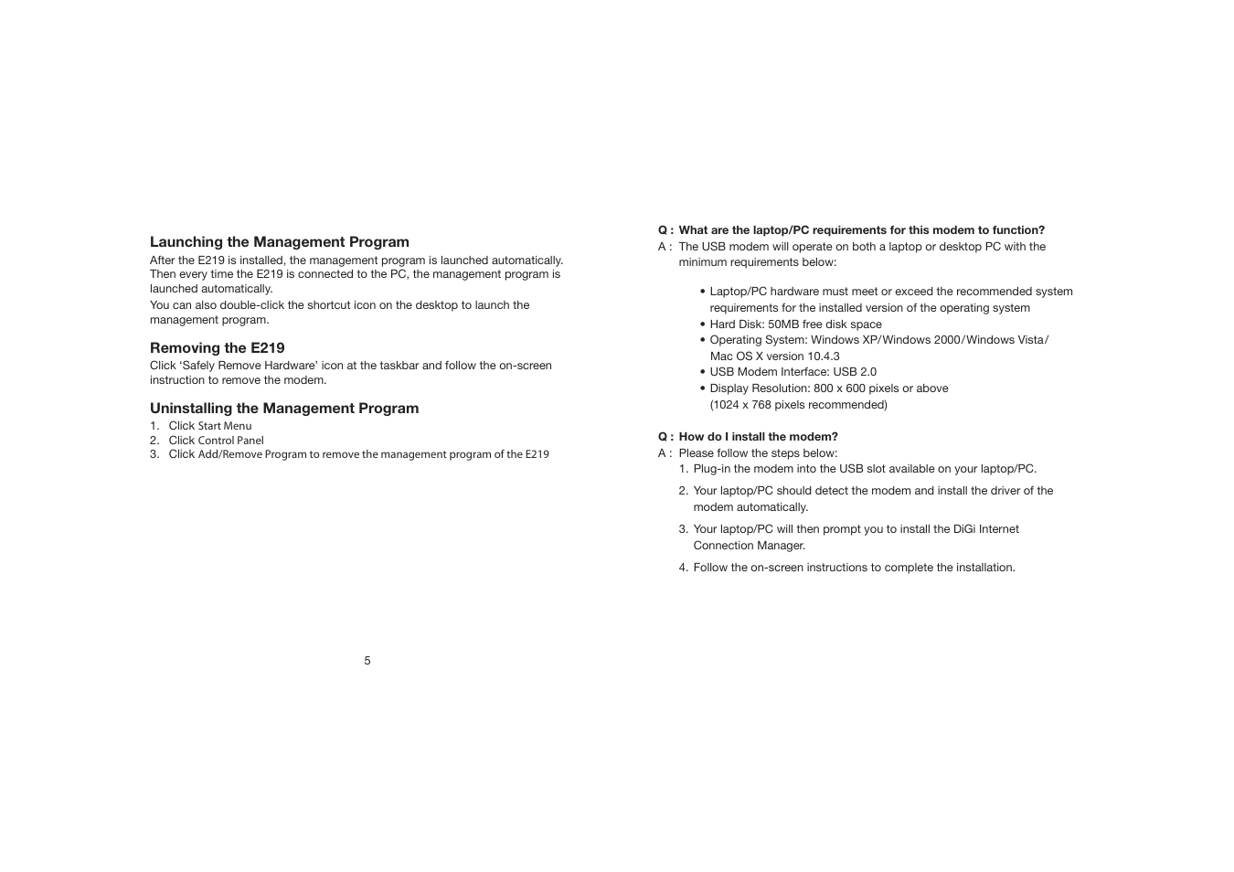 Huawei DiGi Broadband HSDPA USB E219 User Manual | Page 9 / 20