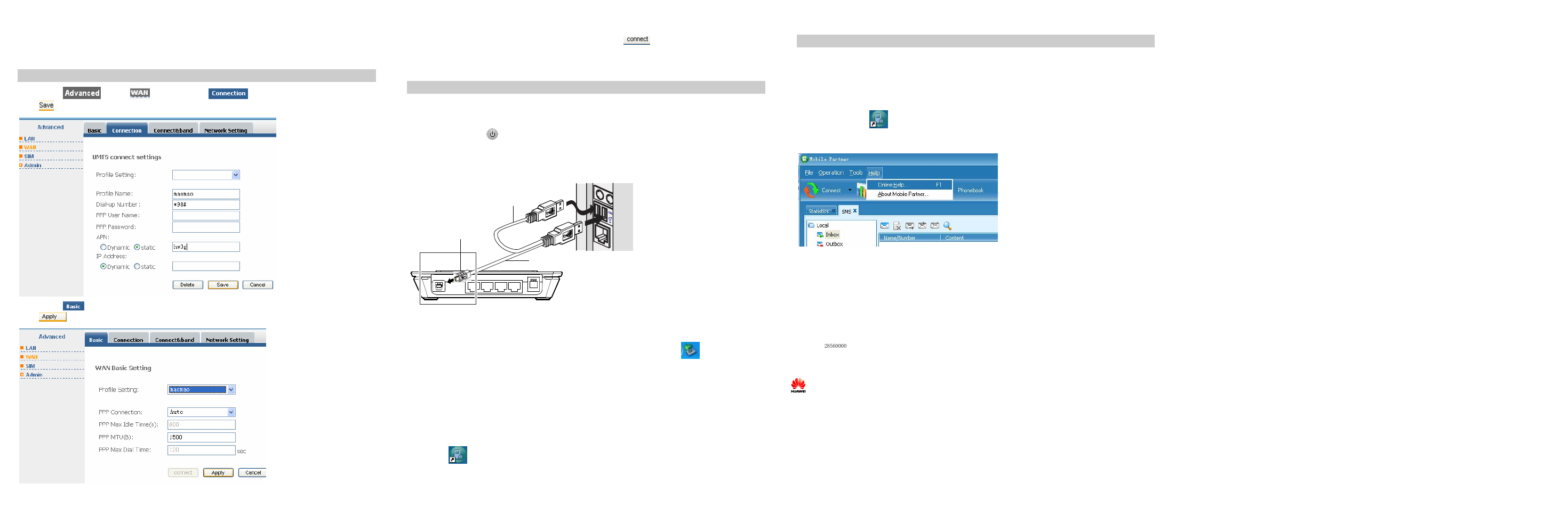 Step 7: connect to the internet, Using the usb modem function quickly, Using the user guide of the e960 | Huawei Wireless Gateway E960 User Manual | Page 2 / 2