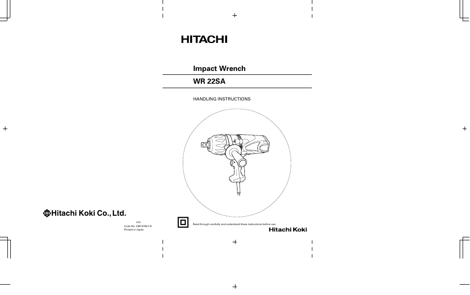 Hitachi koki co., ltd, Impact wrench, Wr 22sa | Huawei WR 22SA User Manual | Page 17 / 17