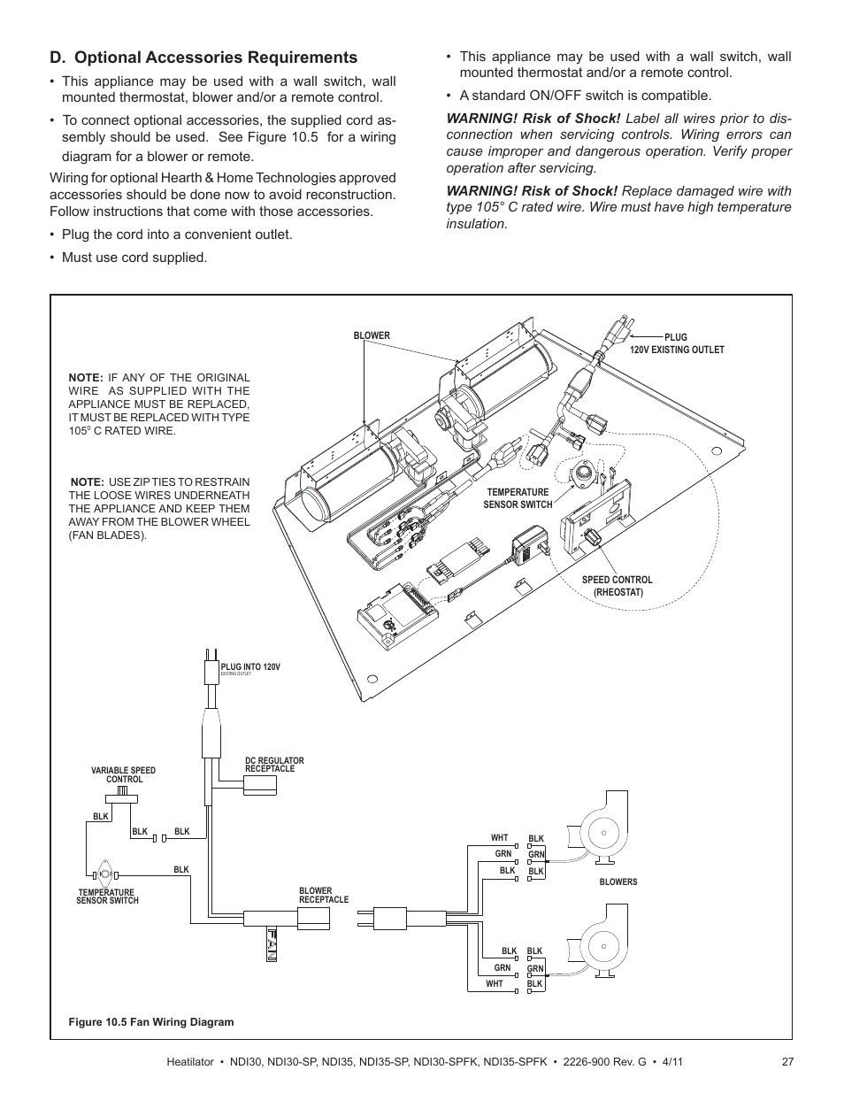 D. optional accessories requirements | Heatiator NDI30-SP User Manual | Page 27 / 42