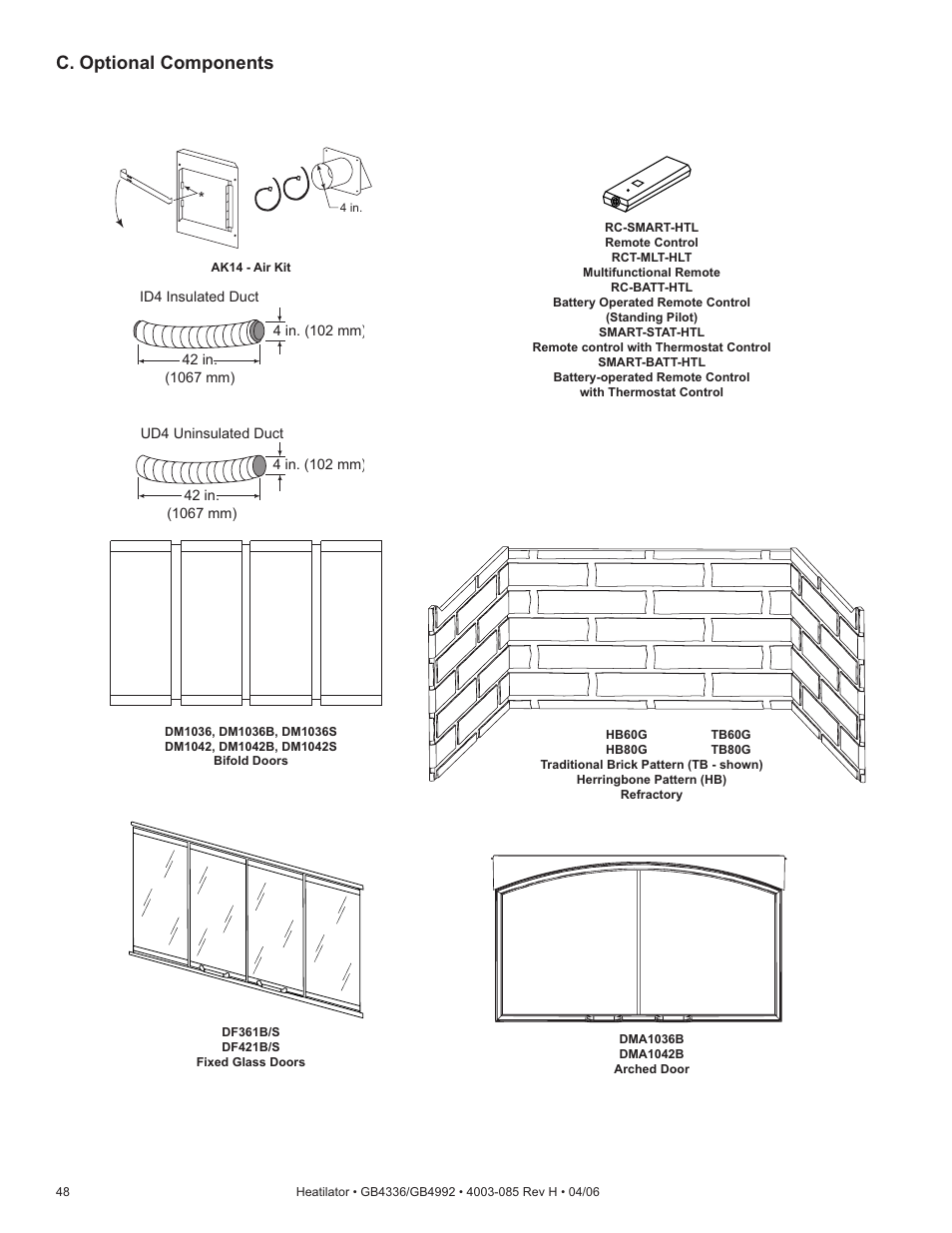 C. optional components | Heatiator Heatilator GB4336 User Manual | Page 48 / 52