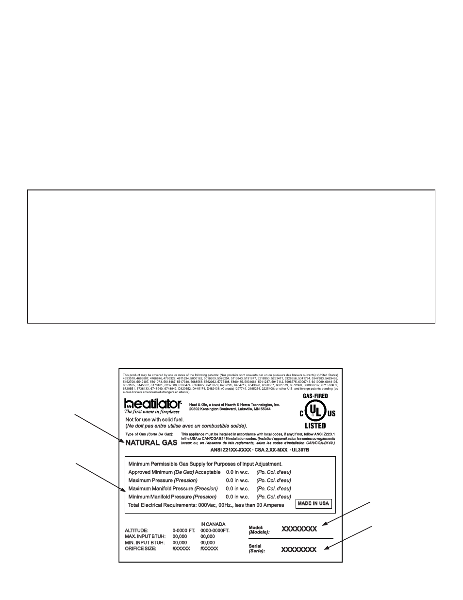 Listing label information/location, Homeowner reference information, Model number | Nn a a tura l tura l ga s ga s | Heatiator ADI60S User Manual | Page 2 / 41