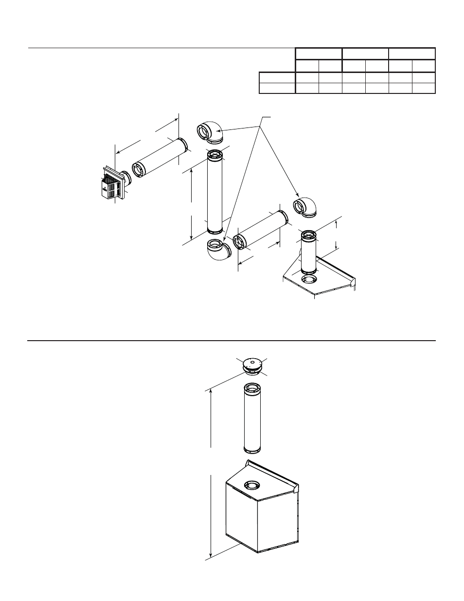 Installed vertically, Top vent - horizontal termination - (continued), Top vent - vertical termination | Three elbows, No elbow | Heatiator Heatilator Evolution NEVO4236I NEVO3630I User Manual | Page 27 / 75