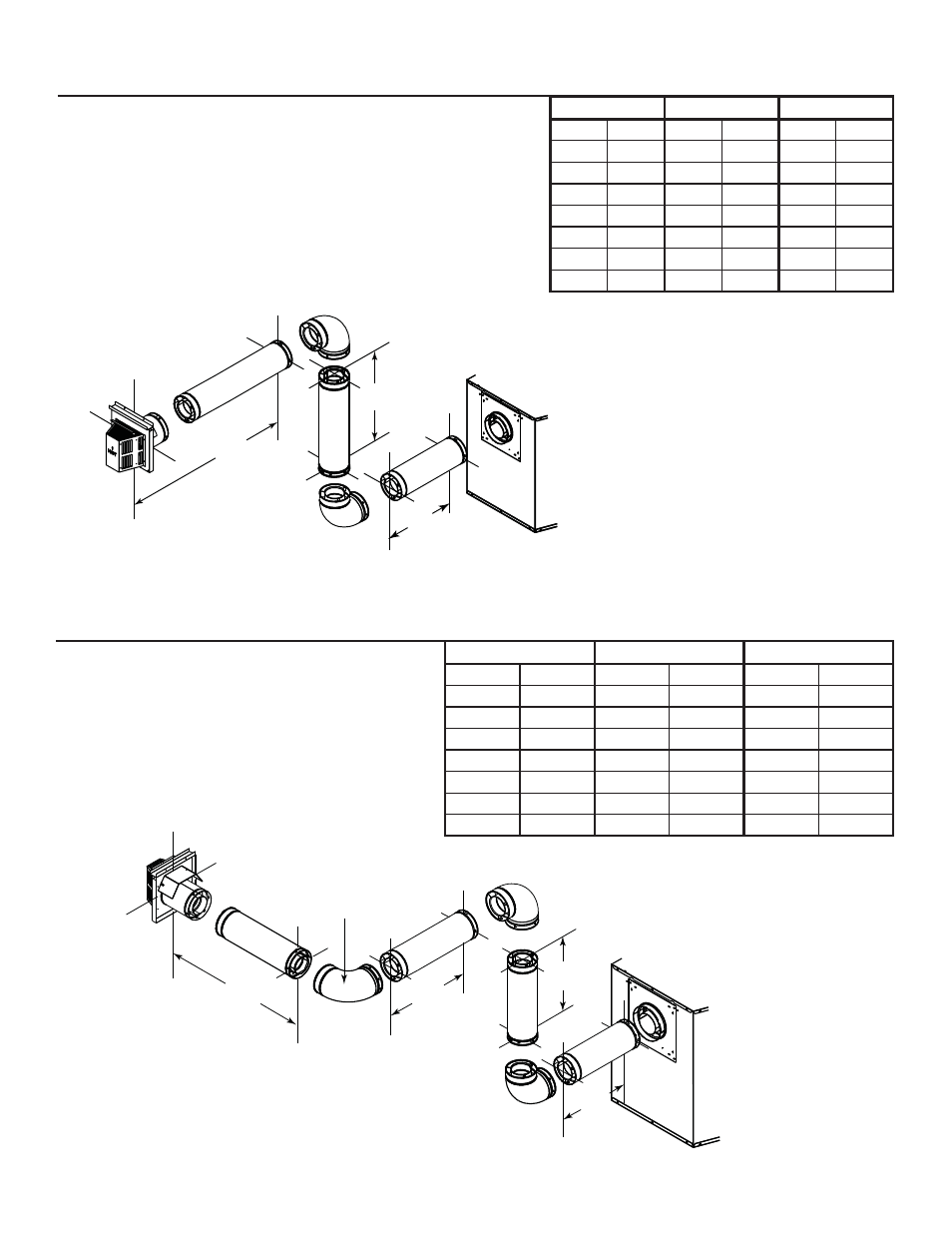Rear vent - horizontal termination - (continued), Two elbows, Three elbows | Installed horizontally | Heatiator Heatilator Evolution NEVO4236I NEVO3630I User Manual | Page 32 / 75