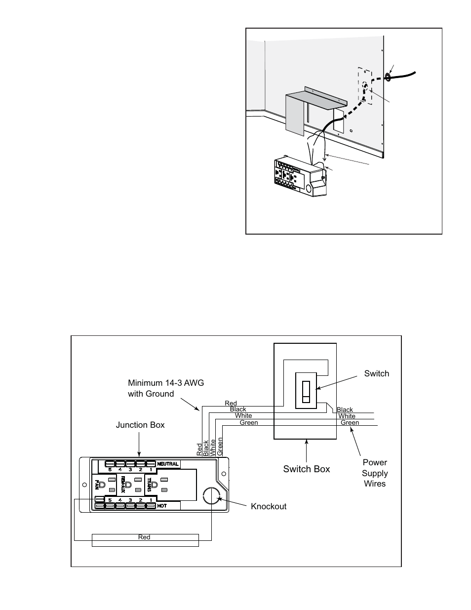 Switch box, F. wall switch installation for fan (optional), E. junction box installation | Heatiator Heatilator Evolution NEVO4236I NEVO3630I User Manual | Page 53 / 75