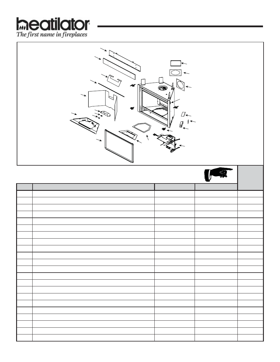 Nevo4236i, C. service parts, Stocked at depot | Heatiator Heatilator Evolution NEVO4236I NEVO3630I User Manual | Page 71 / 75
