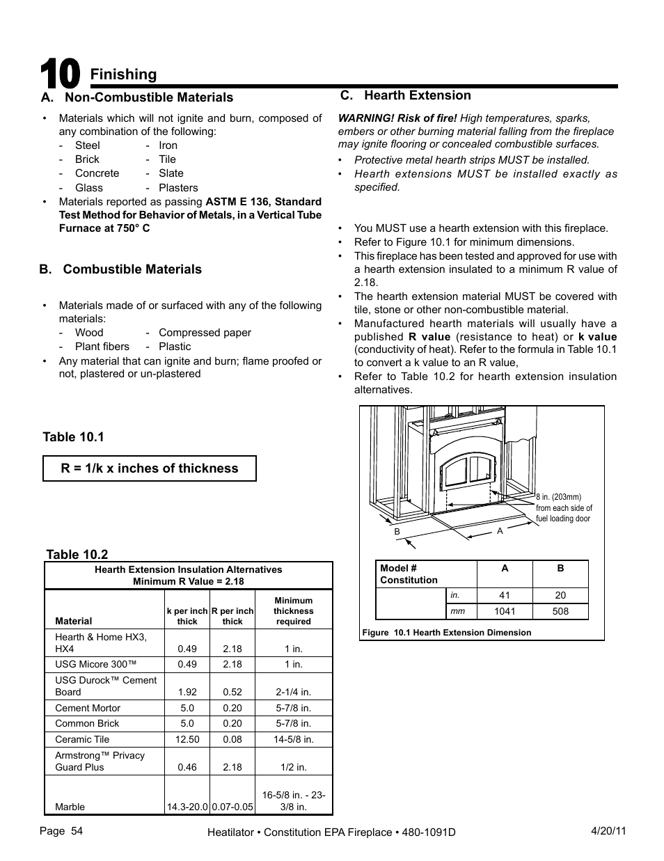 Finishing | Heatiator C40 User Manual | Page 54 / 71
