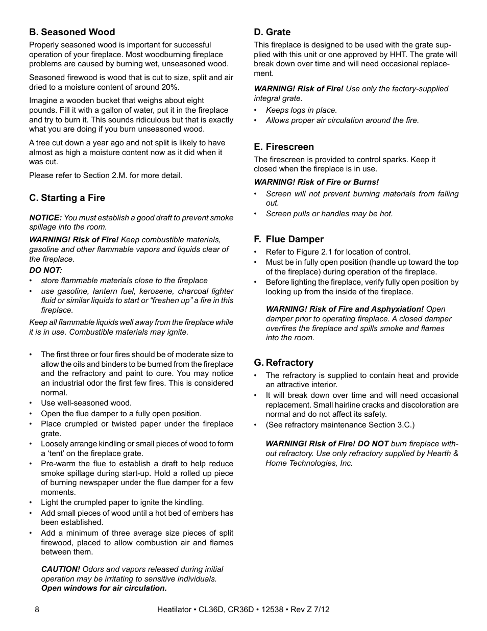 Heatiator Heatilator Wood Burning Fireplace CL36D User Manual | Page 8 / 48