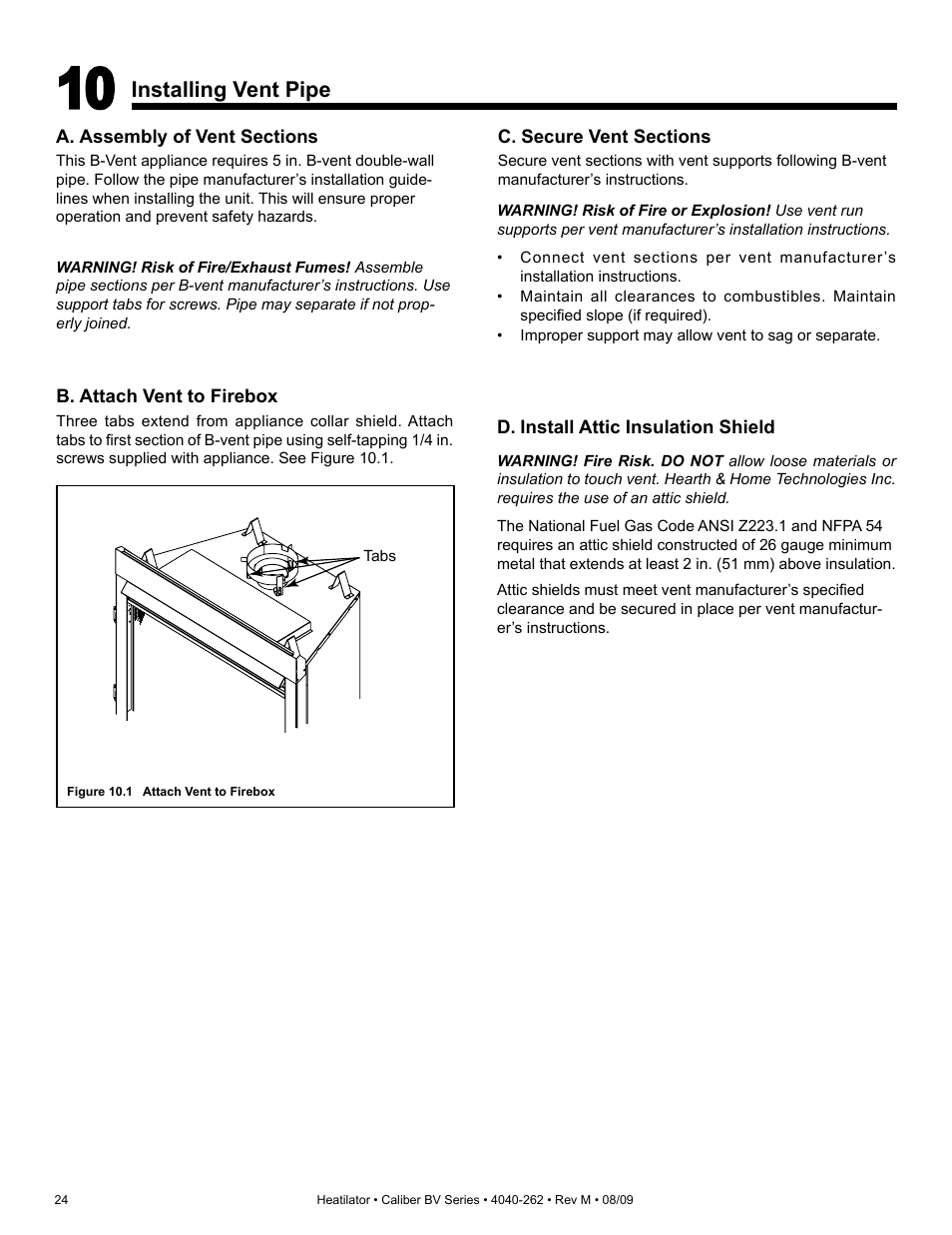 Installing vent pipe | Heatiator CB4842IR User Manual | Page 24 / 40