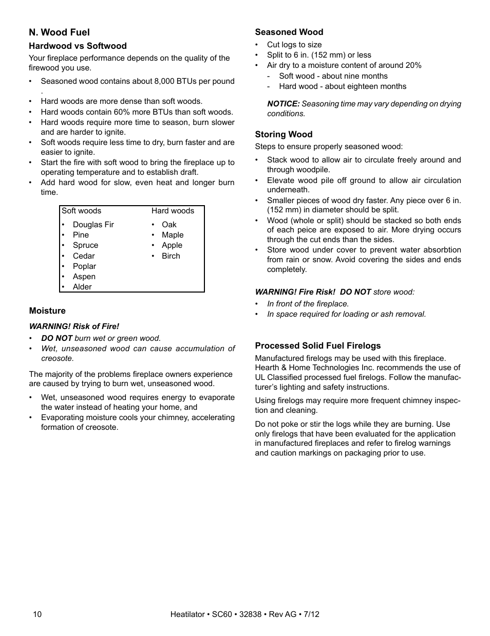 Heatiator Heatilator Wood Burning Fireplace SC60 User Manual | Page 10 / 48