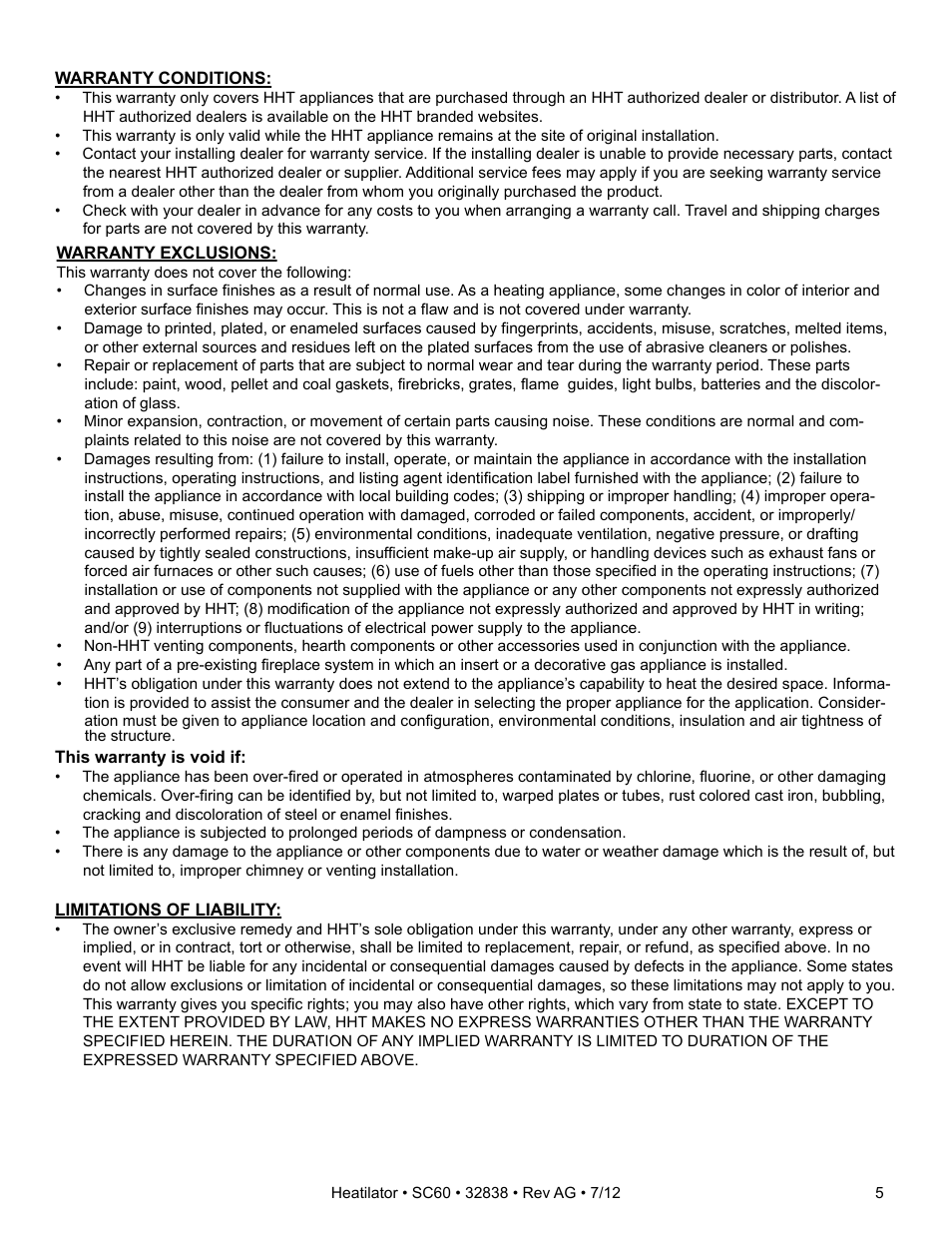 Heatiator Heatilator Wood Burning Fireplace SC60 User Manual | Page 5 / 48