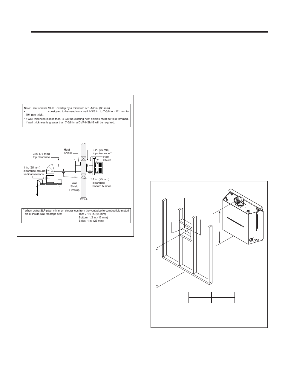 Vent clearances and framing, A. pipe clearances to combustibles, B. wall penetration framing | Heatiator Heatilator Rave4013i-c User Manual | Page 35 / 70