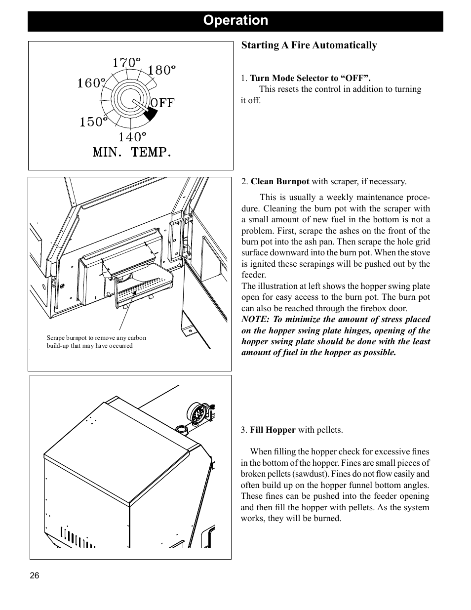 Ash pan ash pan handle, Operation | Heatiator Heatilator BH60 User Manual | Page 26 / 42