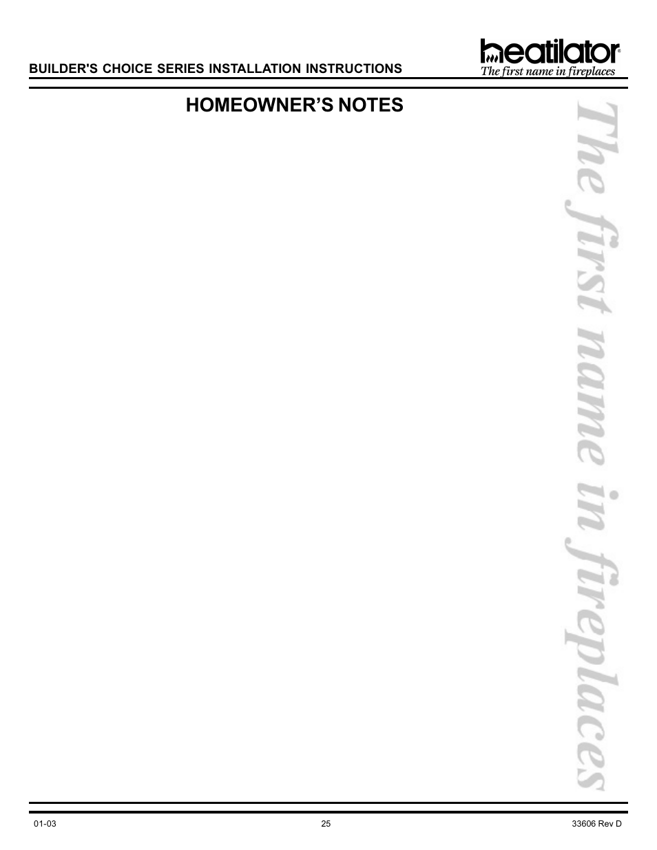 Index | Heatiator Heatilator BCDV36 User Manual | Page 25 / 28