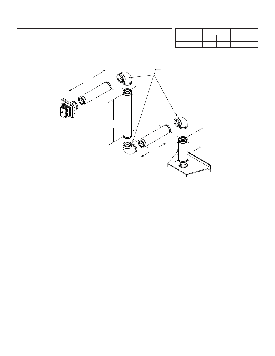 Installed vertically, Top vent - horizontal termination - (continued), Three elbows | Heatiator Heatilator Fireplace IDV4833IT User Manual | Page 25 / 60