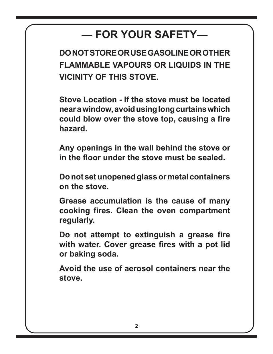 For your safety | Heartland The Artisan User Manual | Page 2 / 21