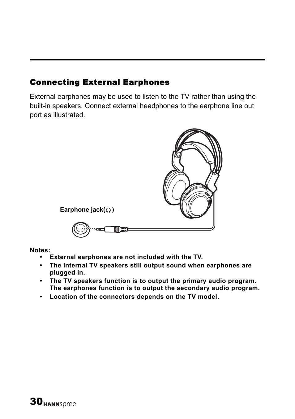 Connecting external earphones | HANNspree LT12-23U1-000 User Manual | Page 31 / 97