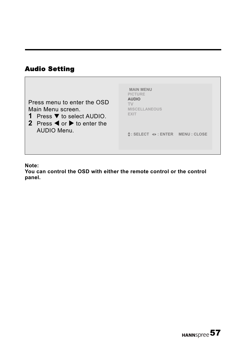 Audio setting | HANNspree LT12-23U1-000 User Manual | Page 58 / 97