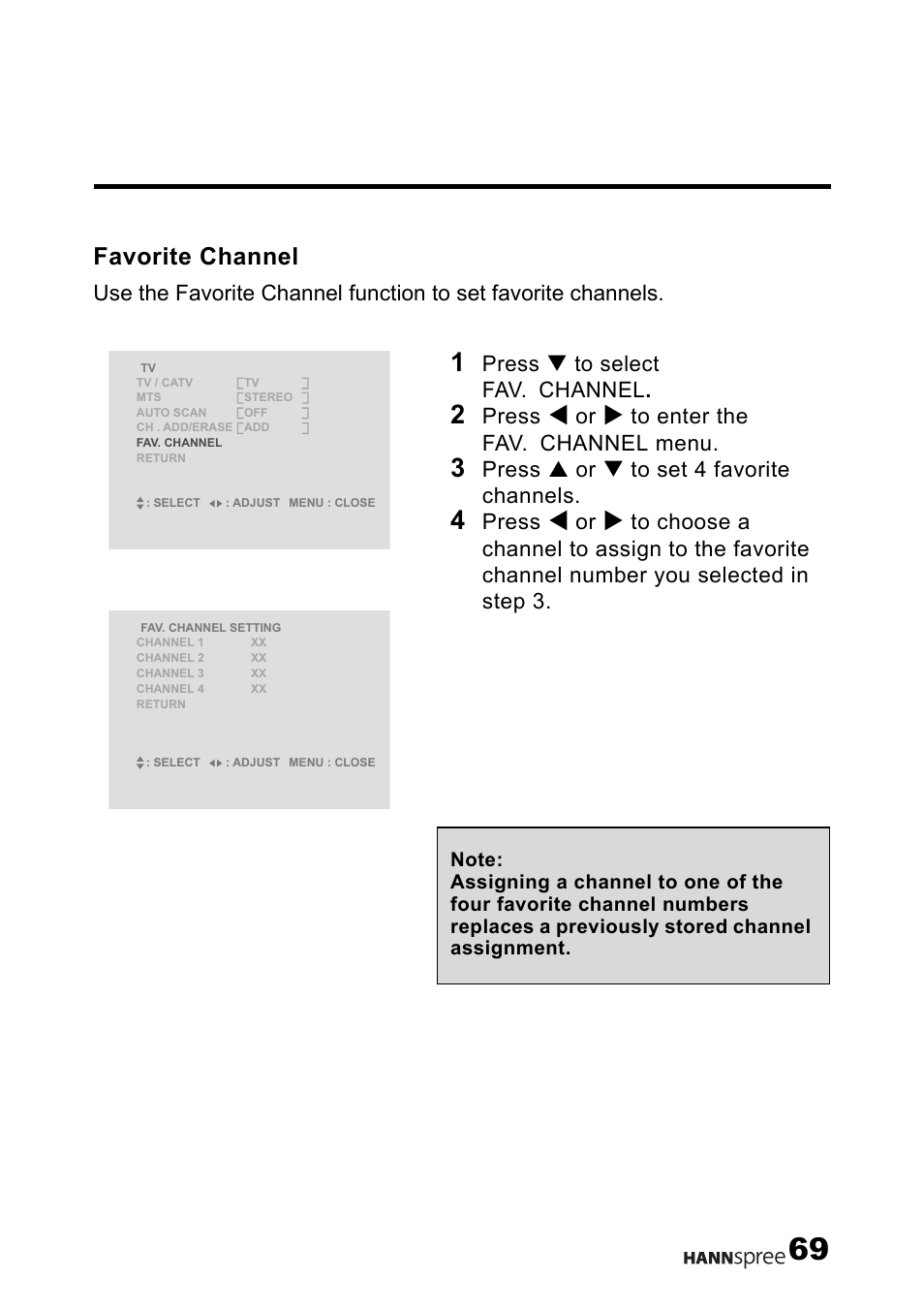 Favorite channel | HANNspree LT12-23U1-000 User Manual | Page 70 / 97