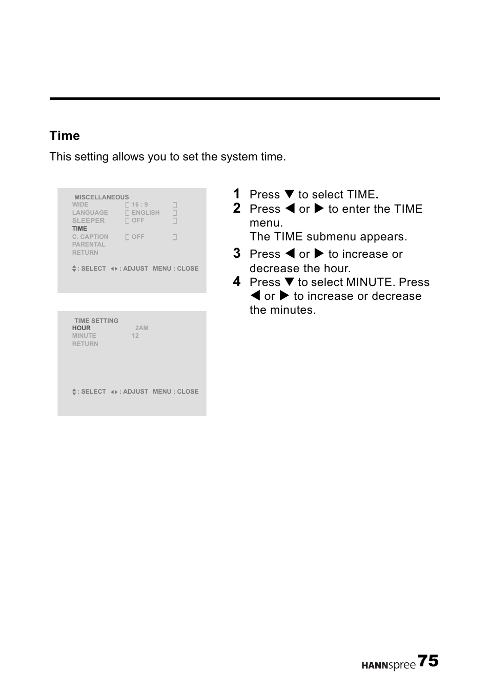 Time | HANNspree LT12-23U1-000 User Manual | Page 76 / 97