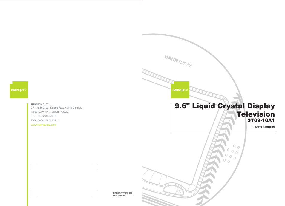 HANNspree LIQUID CRYSTAL DISPLAY TELEVISION ST09-10A1 User Manual | 57 pages