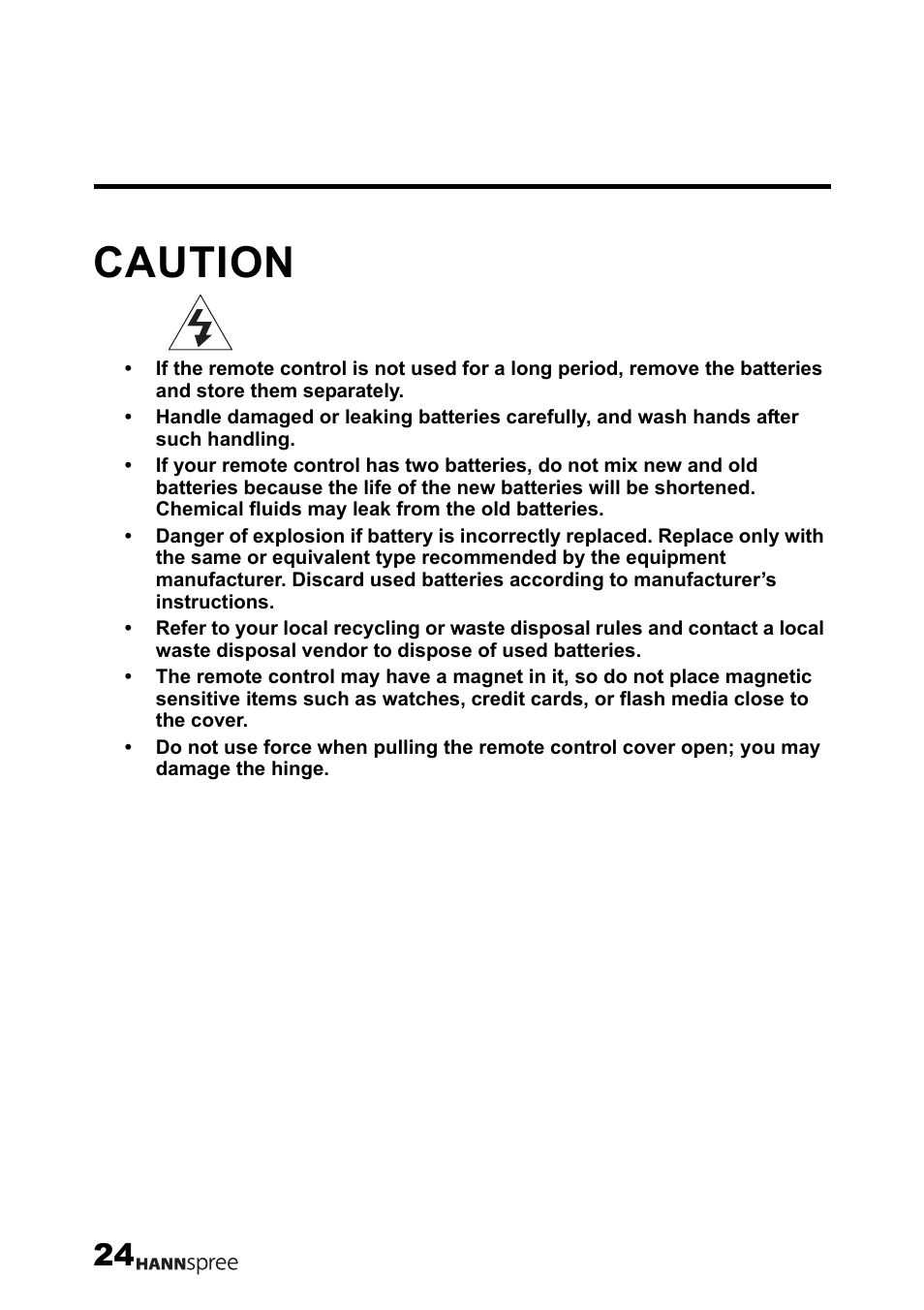 Caution | HANNspree MAK-000004 User Manual | Page 25 / 97