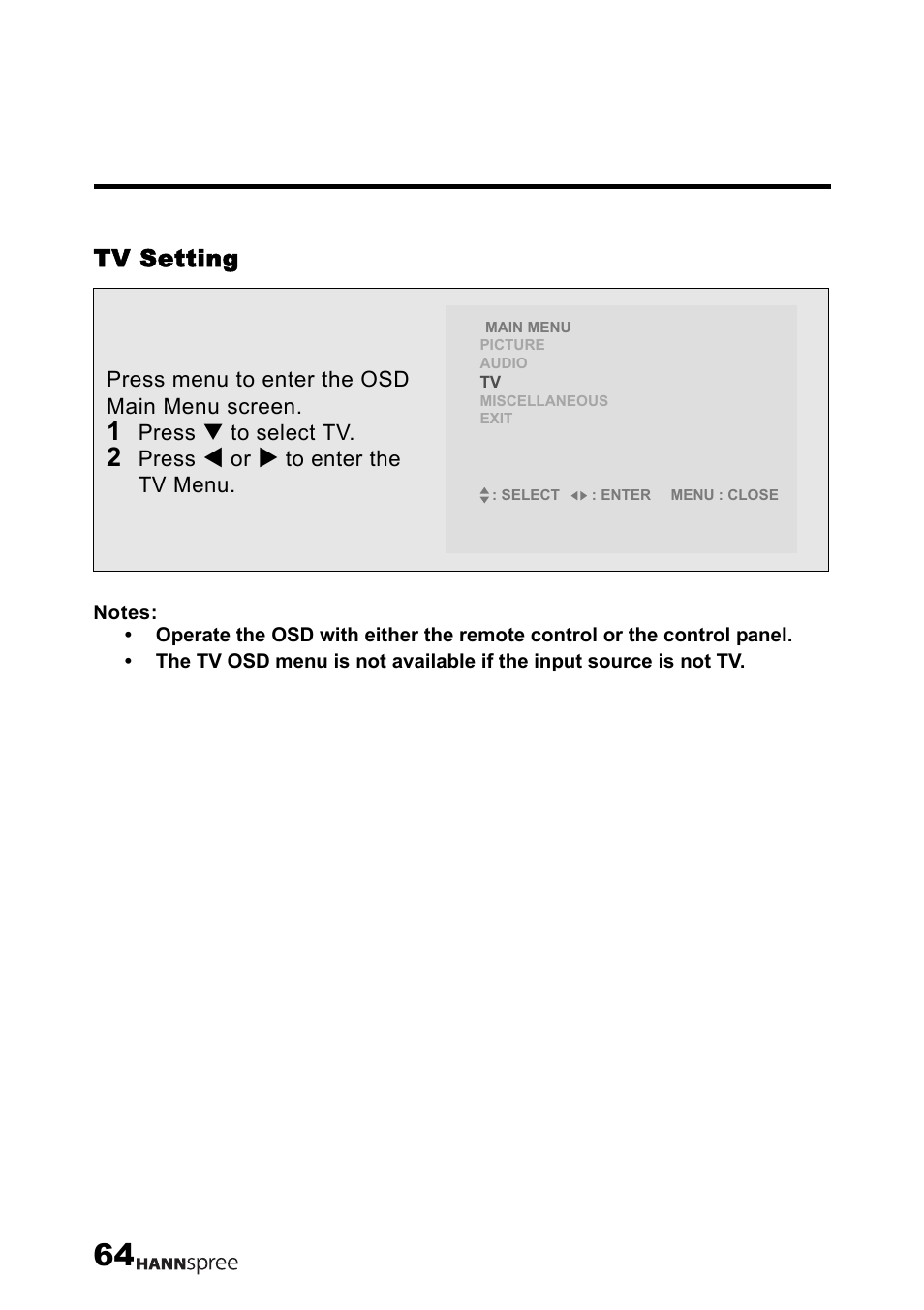 Tv setting | HANNspree MAK-000004 User Manual | Page 65 / 97