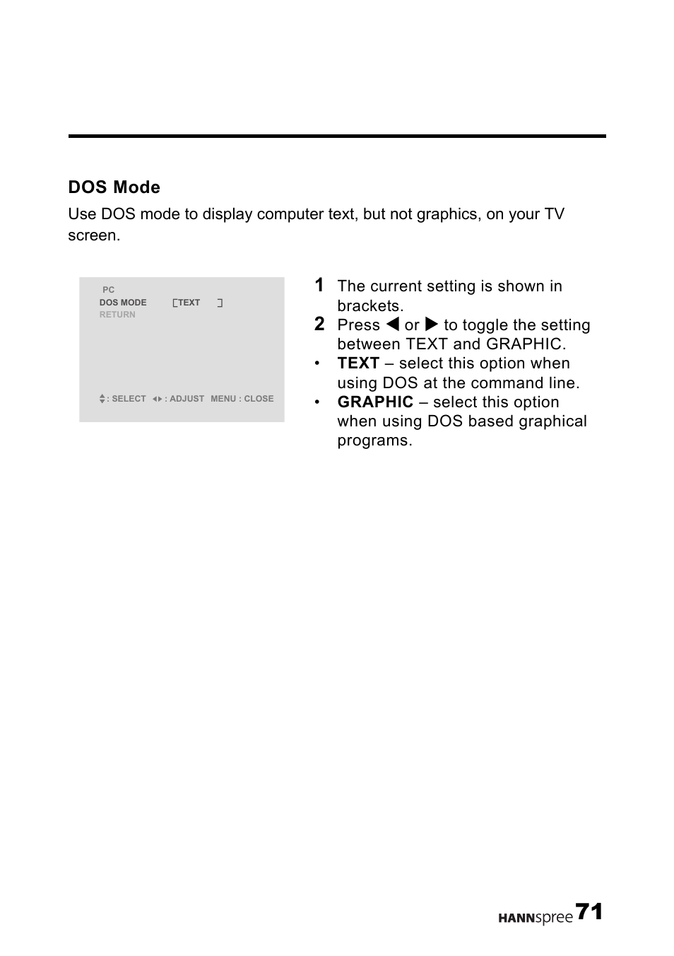 Dos mode | HANNspree MAK-000004 User Manual | Page 72 / 97