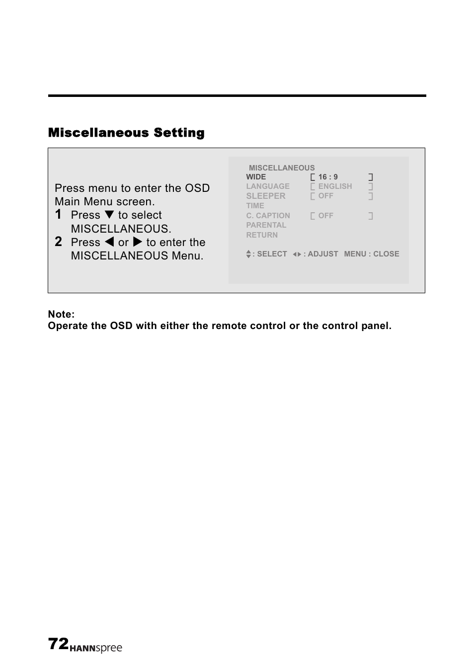 Miscellaneous setting | HANNspree MAK-000004 User Manual | Page 73 / 97