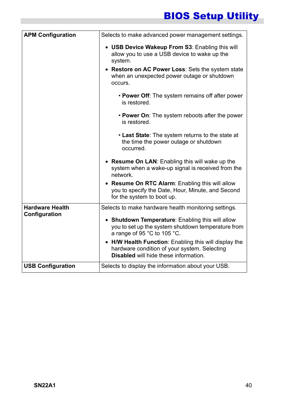 Bios setup utility | HANNspree SN22A1 User Manual | Page 41 / 57