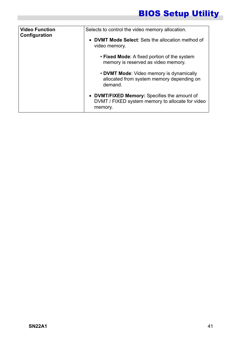Bios setup utility | HANNspree SN22A1 User Manual | Page 42 / 57