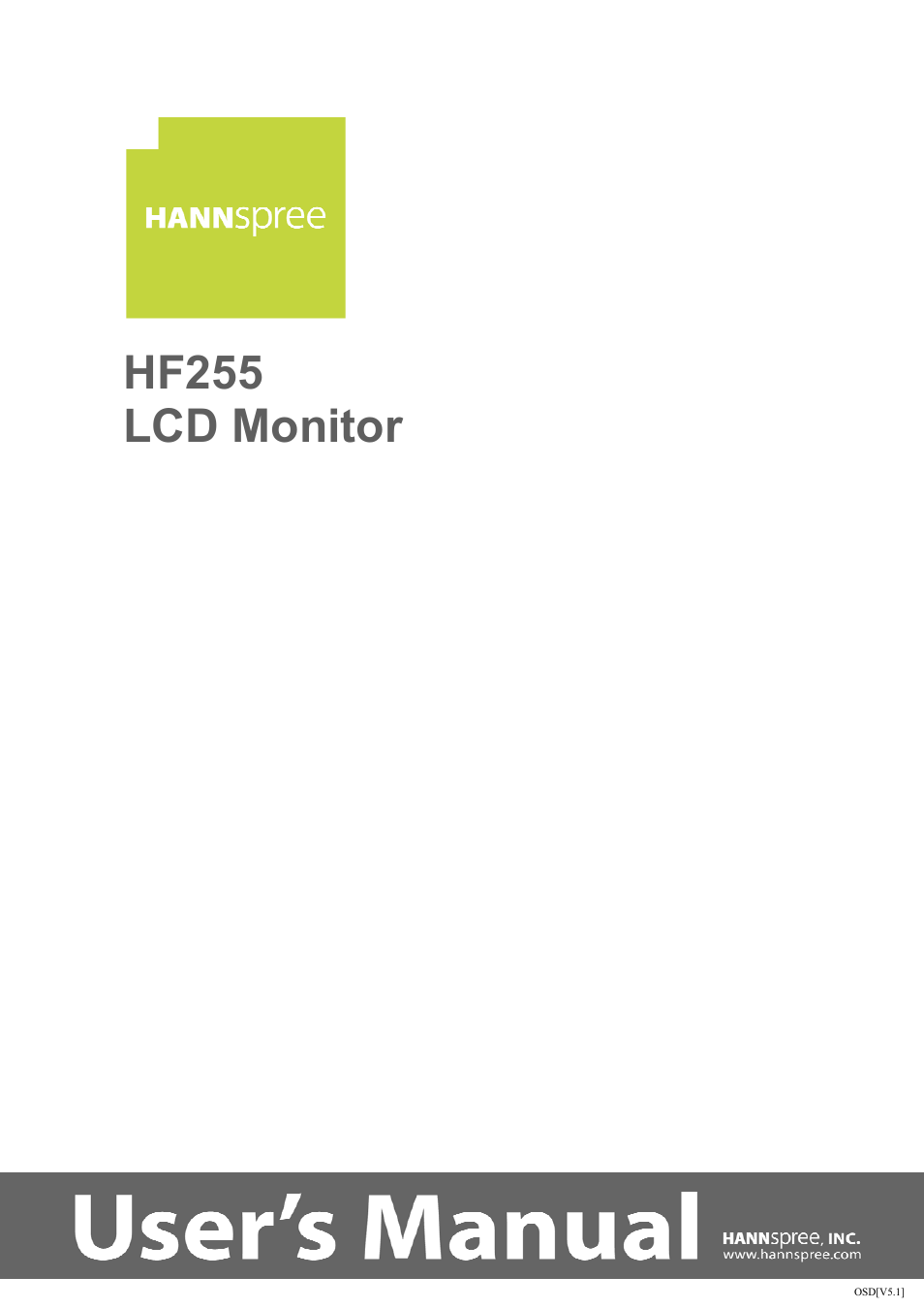 HANNspree LCD Monitor HF255 User Manual | 23 pages