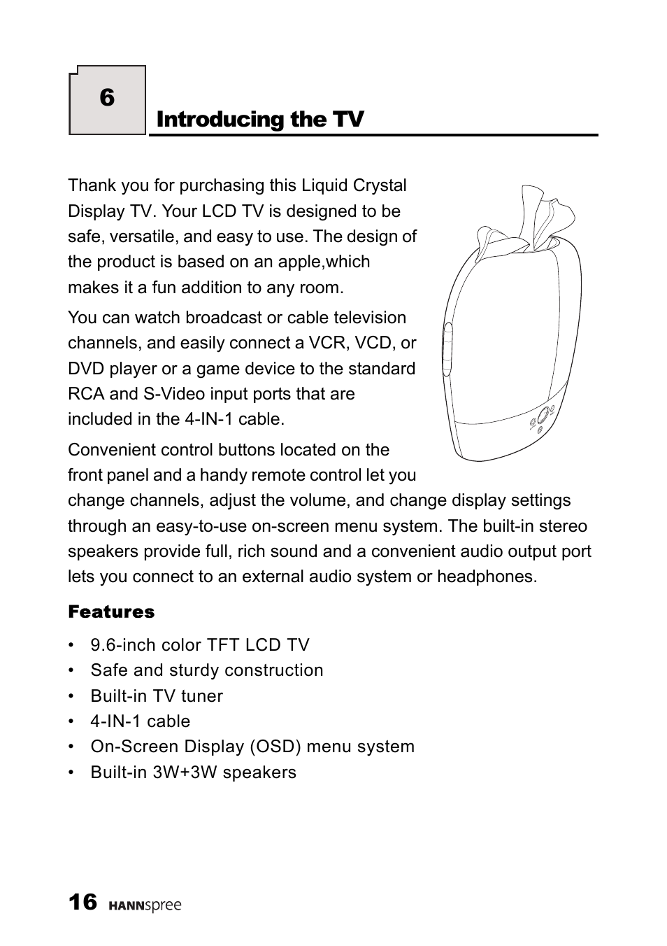 Features, Introducing the tv, Checkin | HANNspree K226-10A1 User Manual | Page 17 / 59