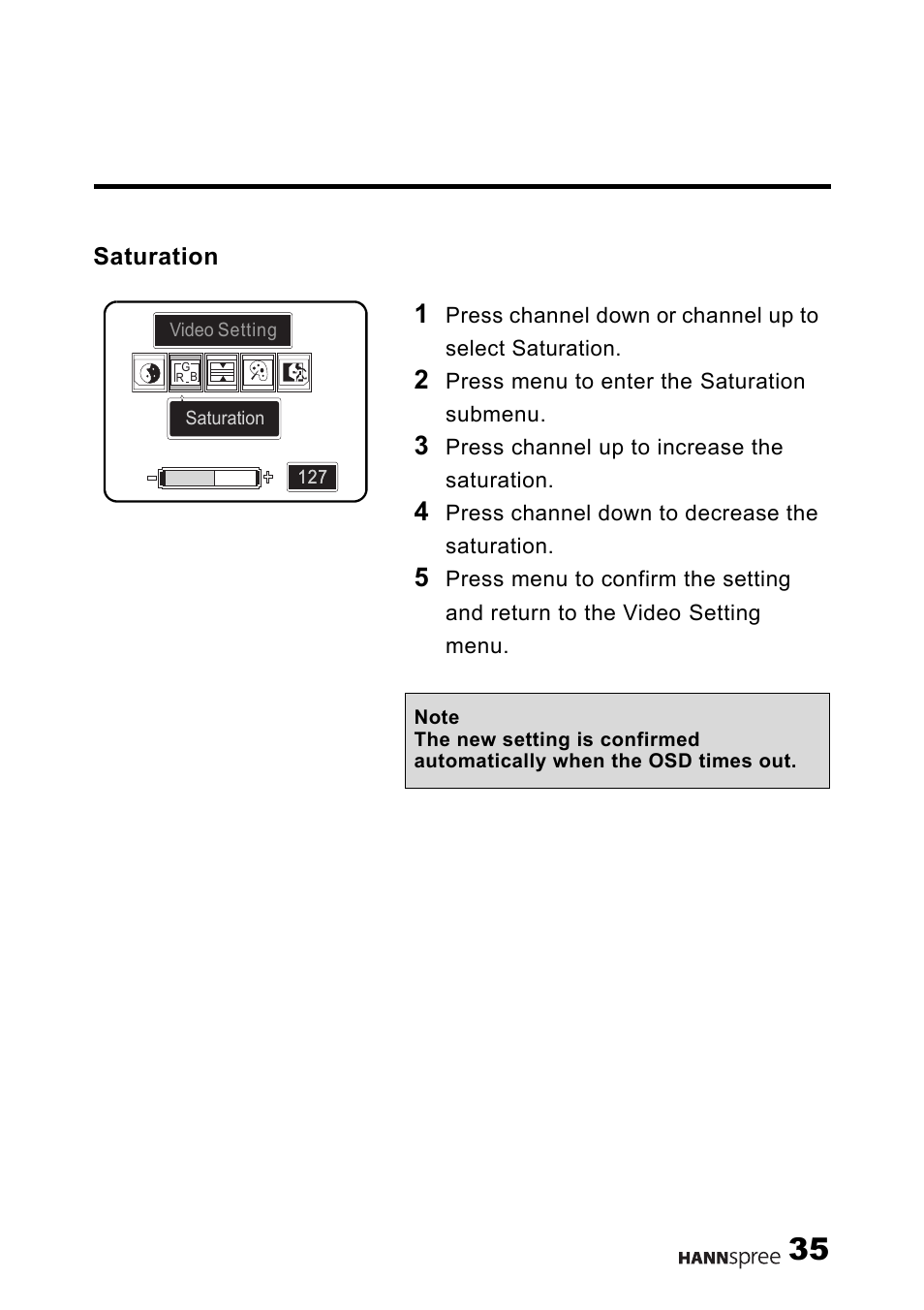 Saturation | HANNspree Liquid Crystal Display Television User Manual | Page 36 / 63